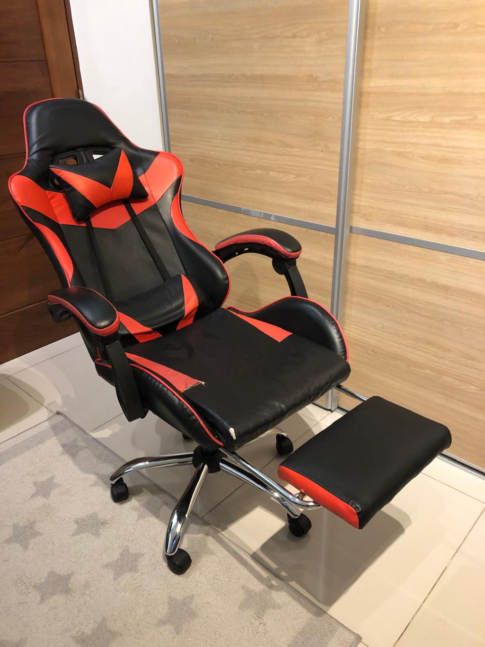 muebles y colchones - SILLA GAMER ROJO Y NEGRO 5