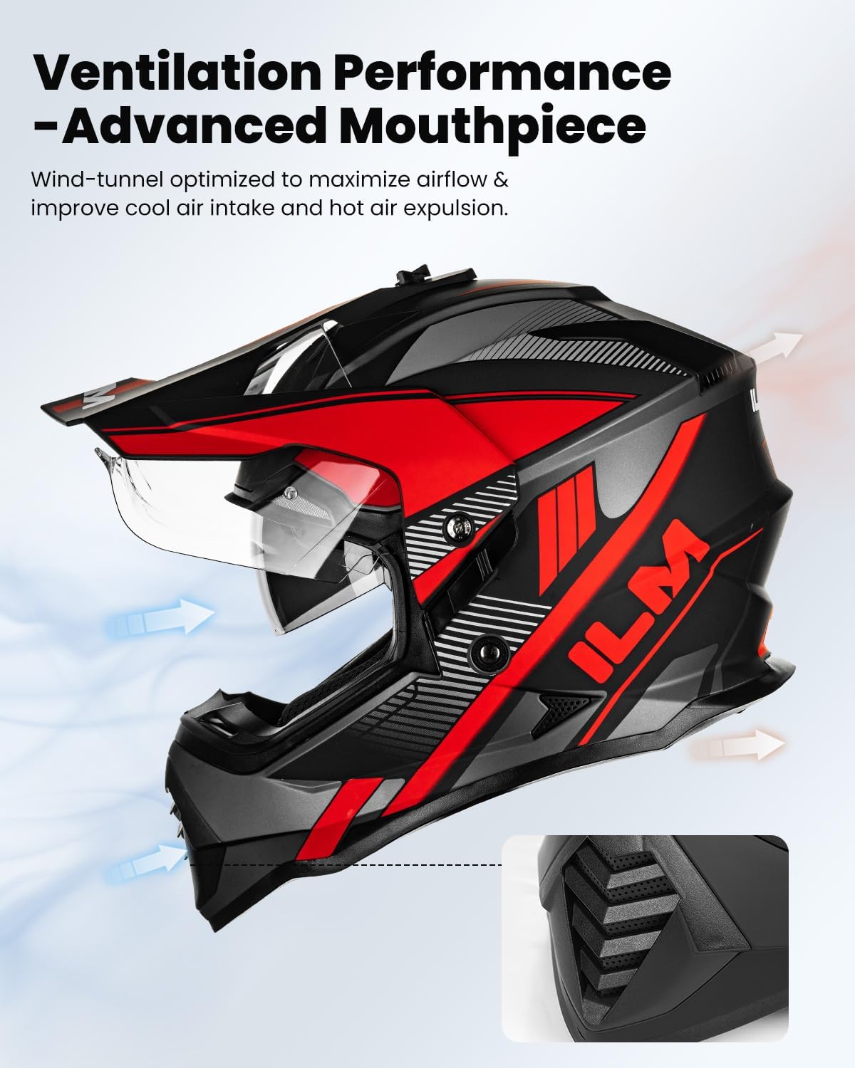 accesorios para vehiculos - ILM Casco de motocicleta Dual Sport - Size M 1