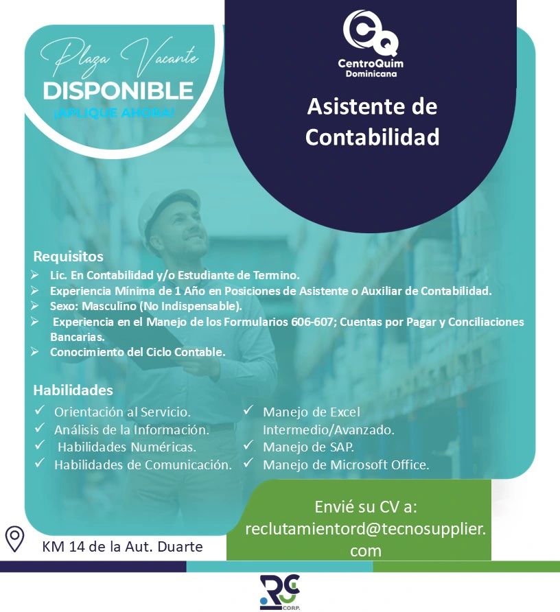 empleos disponibles - Se busca Asistente de Contabilidad