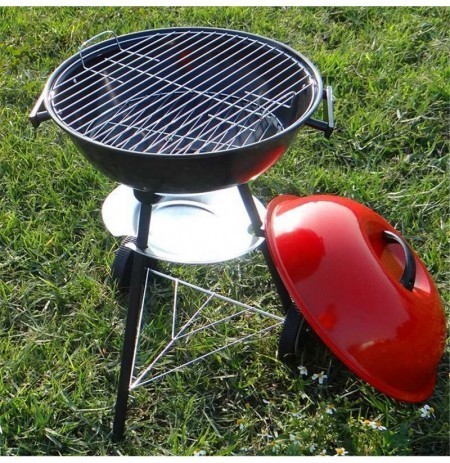 herramientas, jardines y exterior - Parrilla BBQ de carbon facil de transporte con ruedas 5