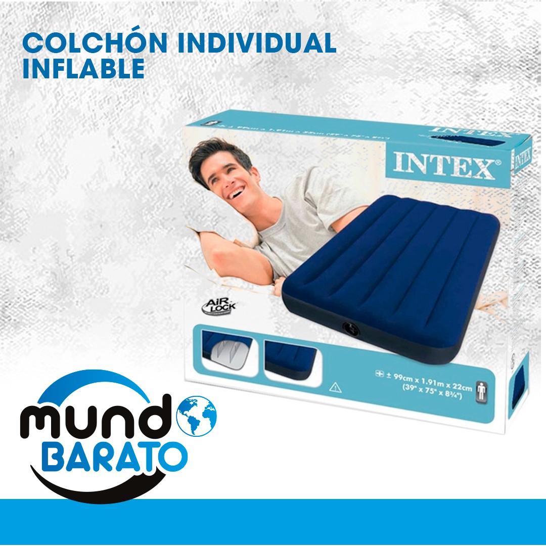 muebles y colchones - COLCHON INFLABLE INTEX INDIVIDUAL 1 PLAZA CAMA DE AIRE PORTATIL VIAJEROS 0