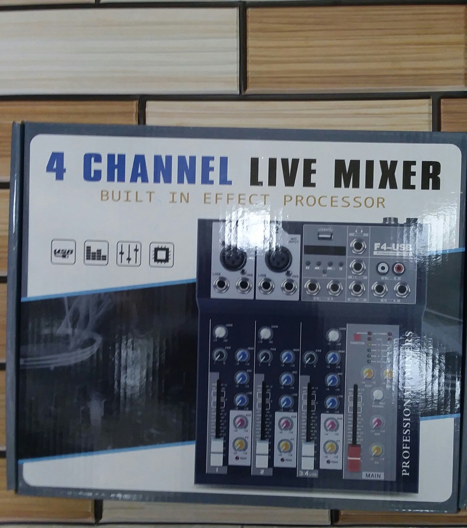 otros electronicos - Mezclador de audio de 4 canales F4-USB mixer amplificador para sonido 5