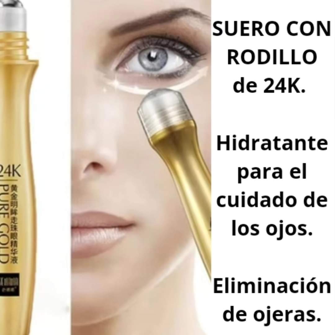 salud y belleza - Suero Con RODILLO para ojeras 24K 