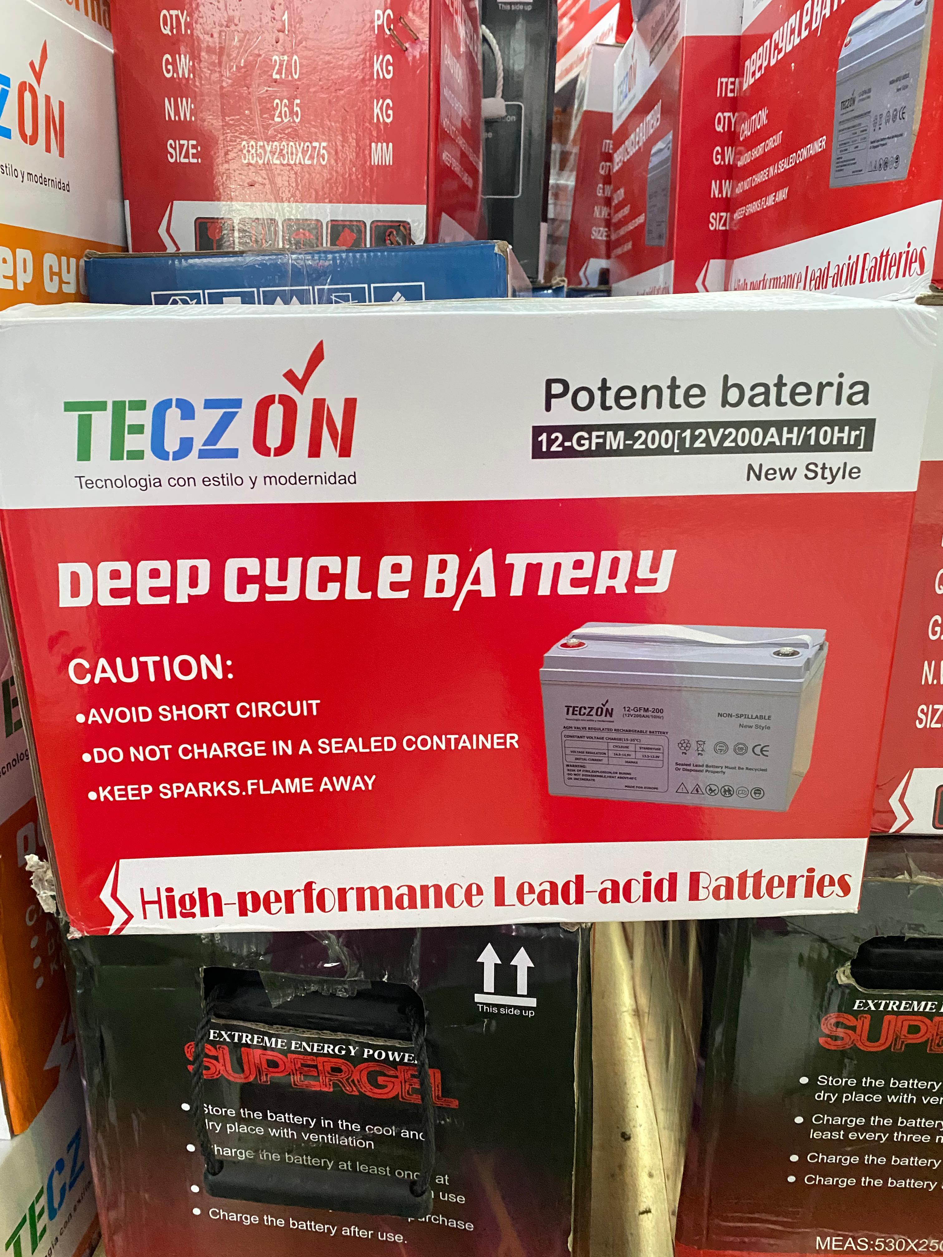 plantas e inversores - Baterías Teczon 12 volt/ 200 AH libre de mantenimiento 