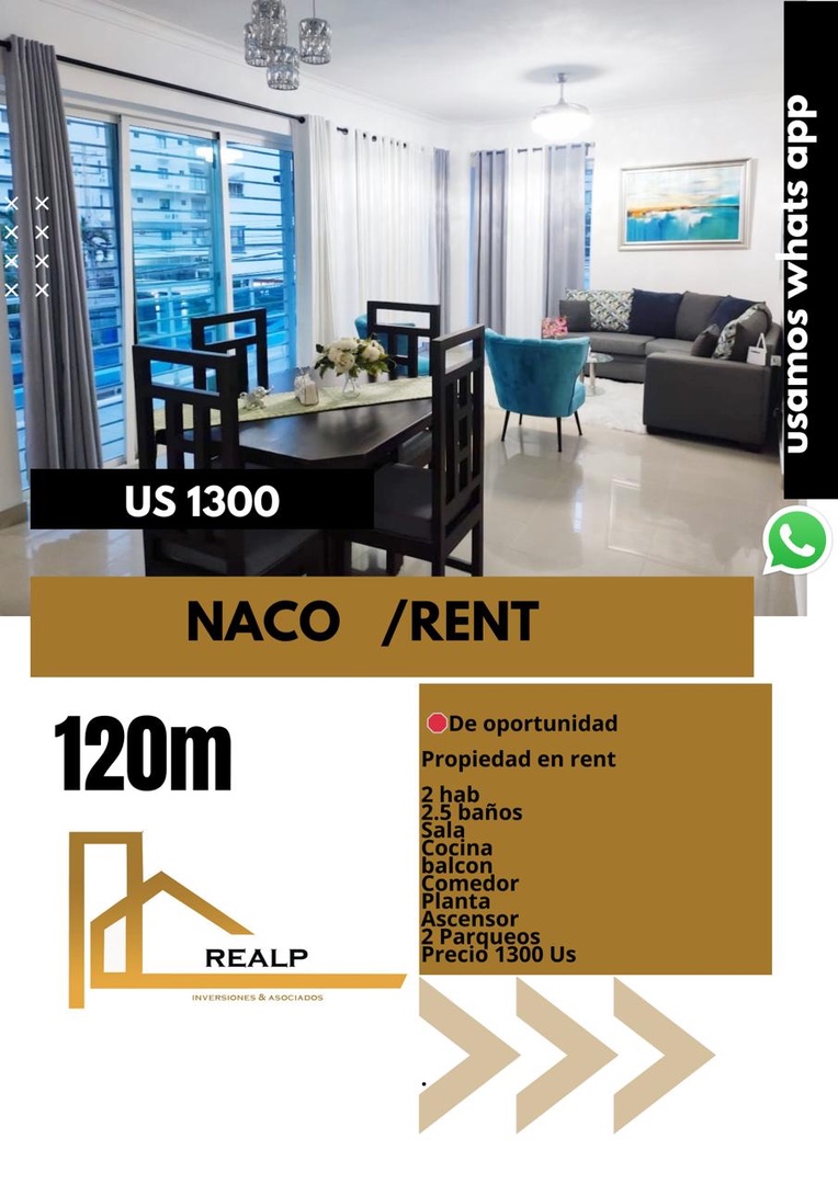 apartamentos - Apartamento en naco amoblado 