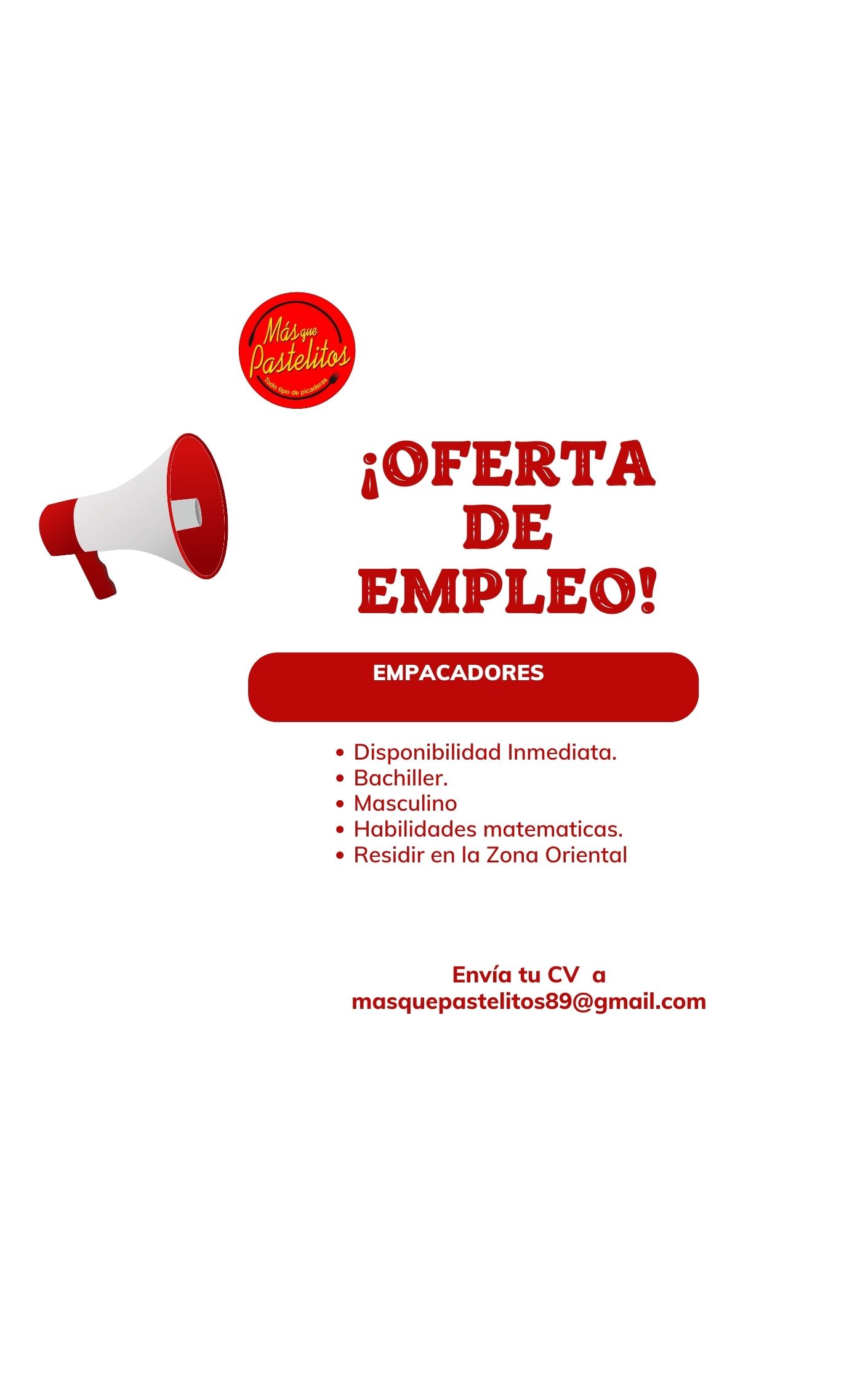 empleos disponibles - Freidor -Empacadores ordenes