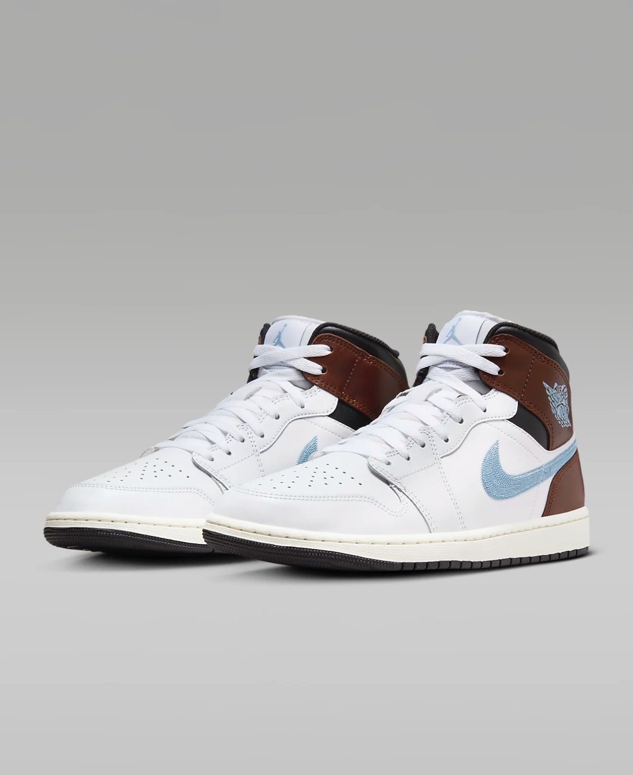 zapatos unisex - Jordan Mid White Brown Blue Gray 