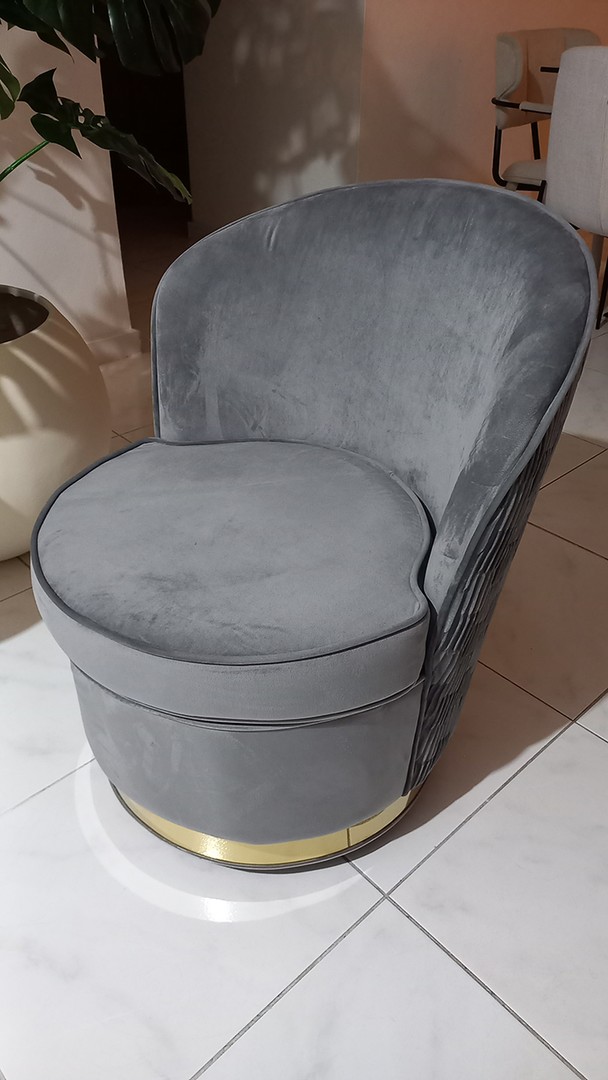 muebles y colchones - Butaca giratoria en tela velvet gris 2 disponibles 2