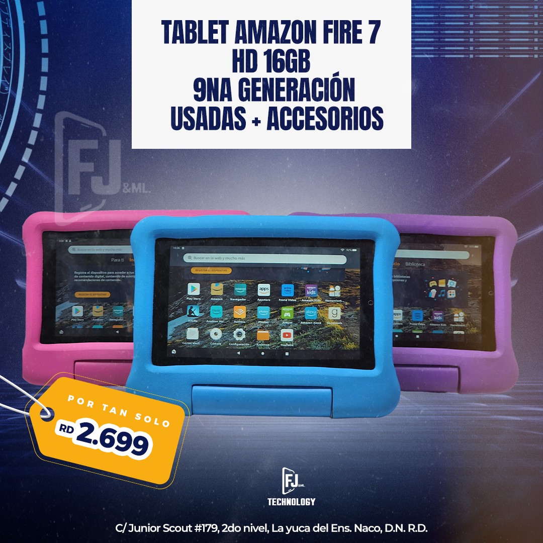 celulares y tabletas - ESPECIAL TABLET AMAZON FIRE 7 HD 16GB CON PLAY STORE + COVER Y PROTECTOR GRATIS
