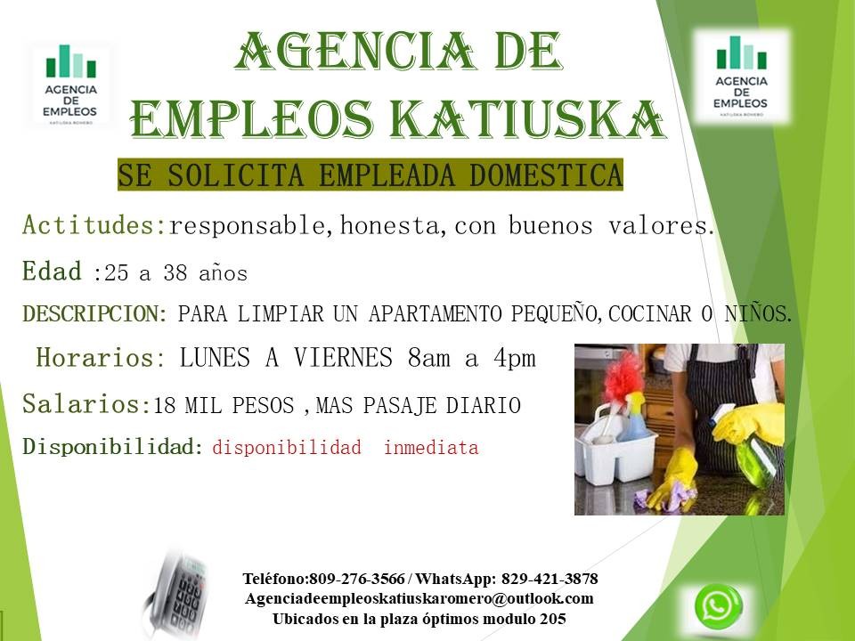 empleos disponibles - SE SOLICITA EMPLEDA DOMÉSTICA 