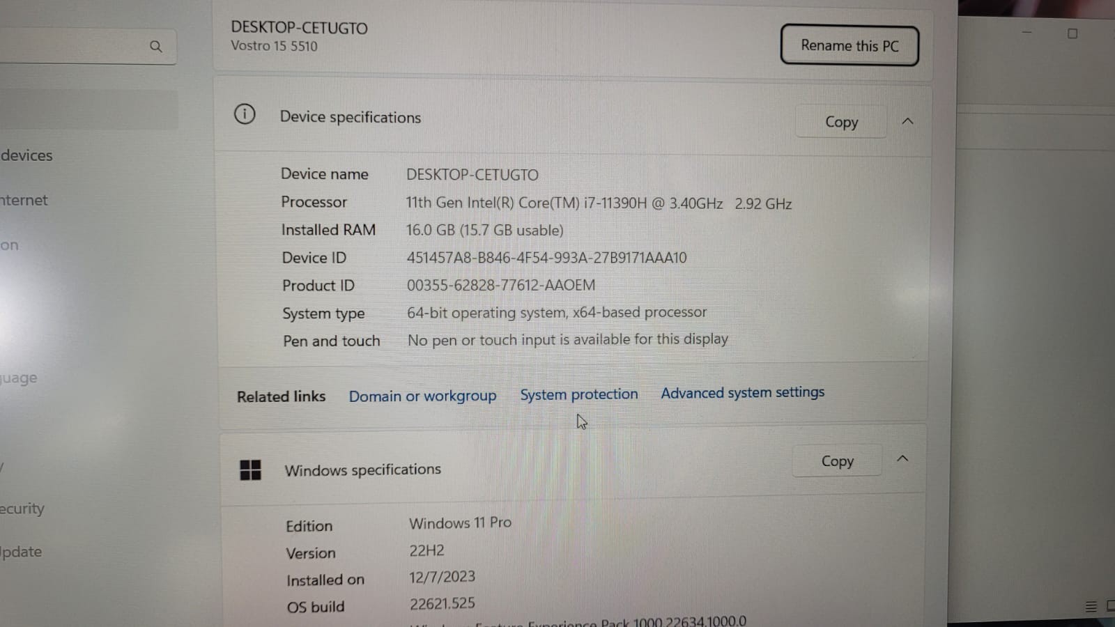 computadoras y laptops - Laptop Dell Vostro 5510 Core i7 11th 16GB 512 SSD, 15.6 PLG  2