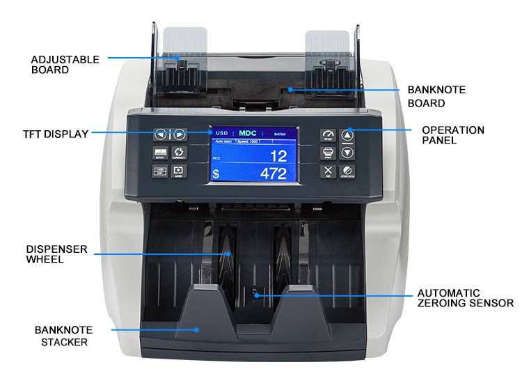 accesorios para electronica - Maquina Contadora detector de billetes dolar peso Euro moneda identificador suma 4