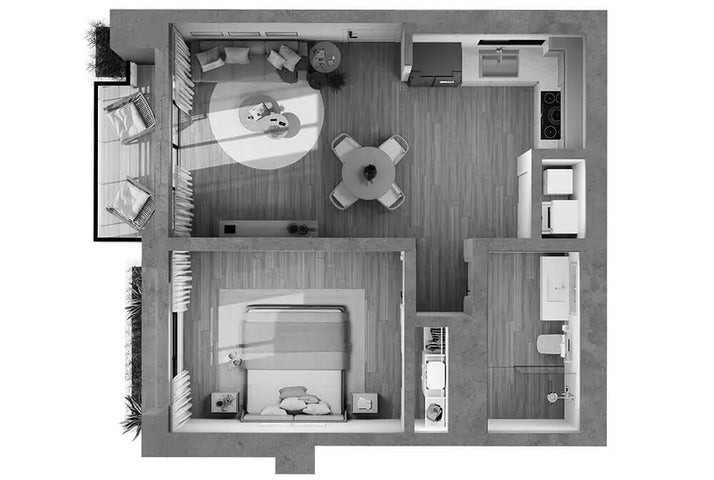 apartamentos - Proyecto en venta Punta Cana #24-873 un dormitorio, balcón, parqueo, ascensor.
 7