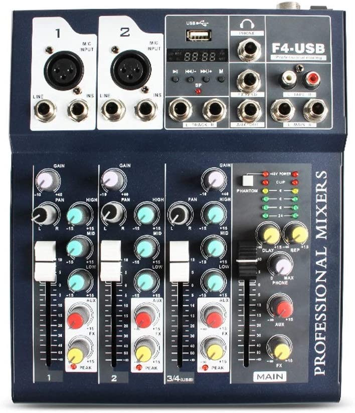 otros electronicos - Mezclador de audio de 4 canales F4-USB mixer amplificador para sonido 0