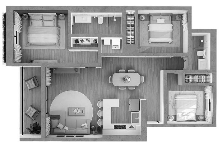 apartamentos - Proyecto en venta Punta Cana #24-873 un dormitorio, balcón, parqueo, ascensor.
 9