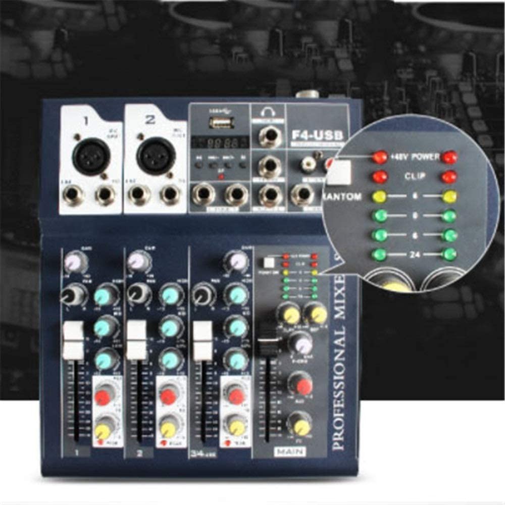 otros electronicos - Mezclador de audio de 4 canales F4-USB mixer amplificador para sonido 2