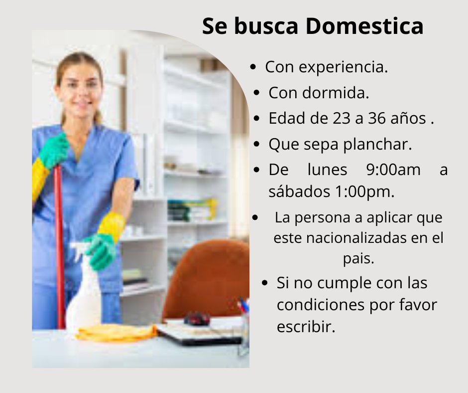 empleos disponibles - BUSCO DOMESTICA CON DOMIDA 