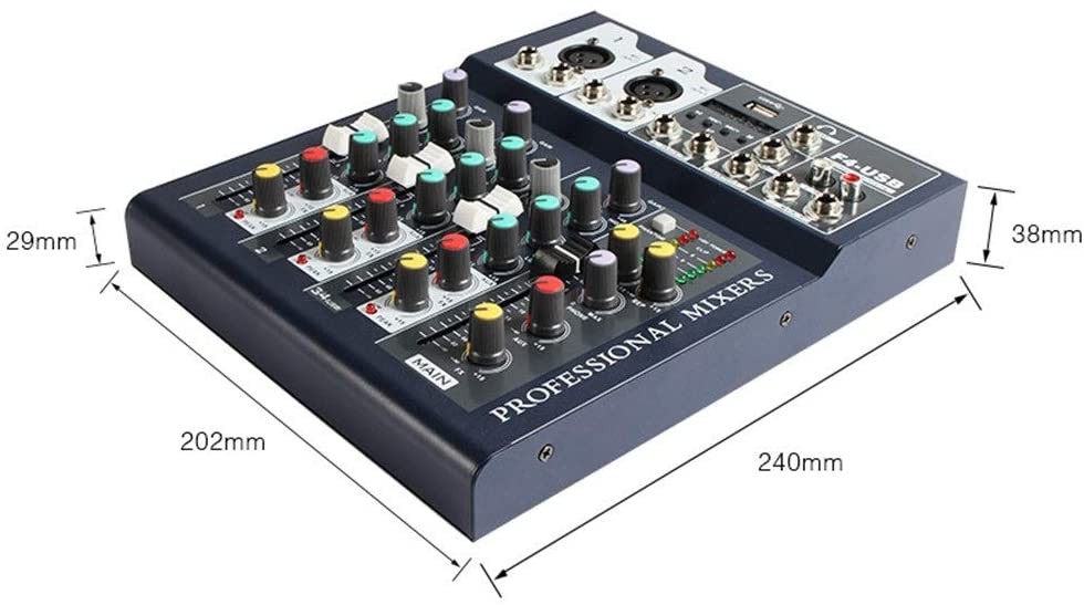 otros electronicos - Mezclador de audio de 4 canales F4-USB mixer amplificador para sonido 4