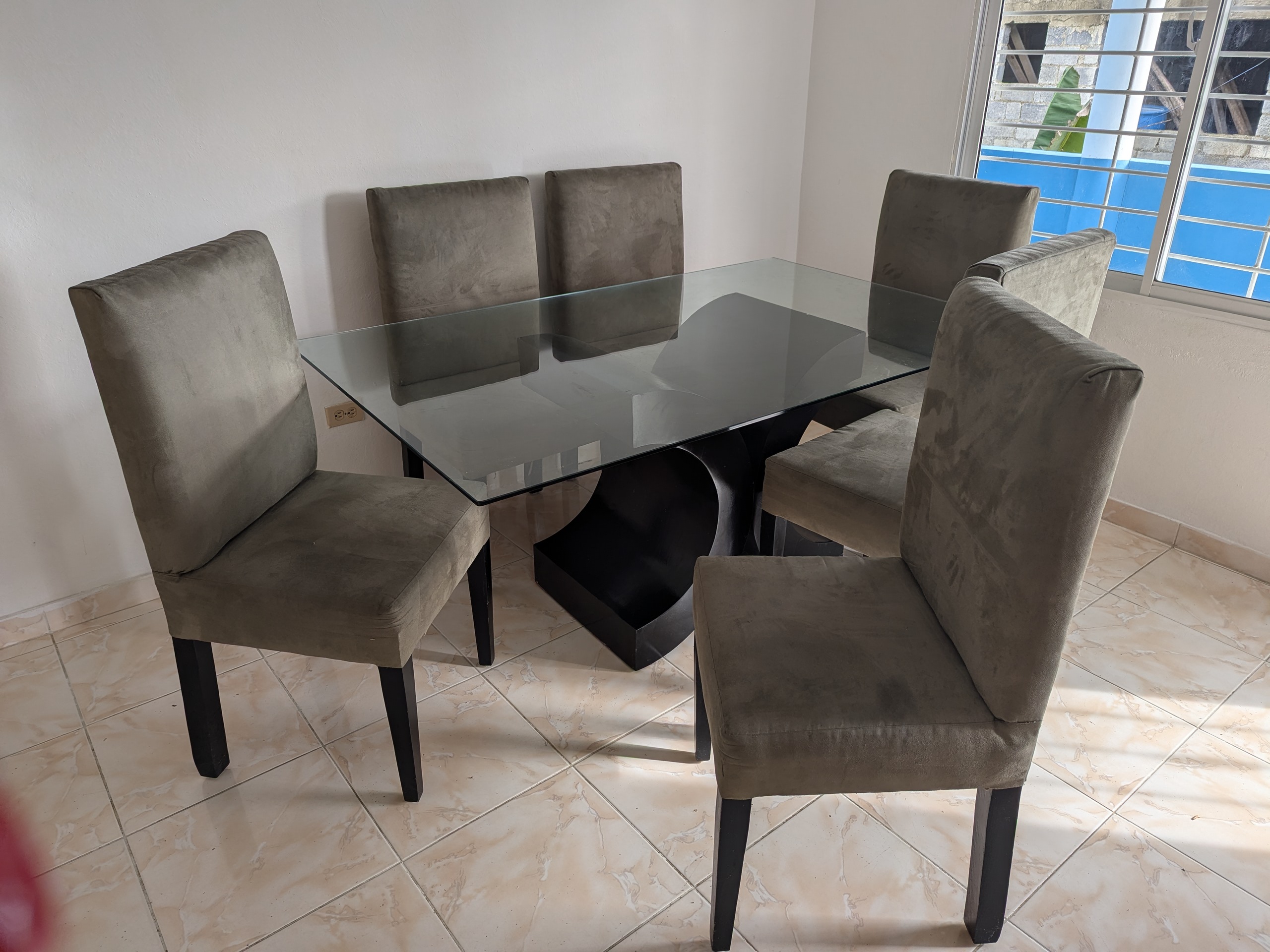 muebles y colchones - Juego de comedor tope en cristal