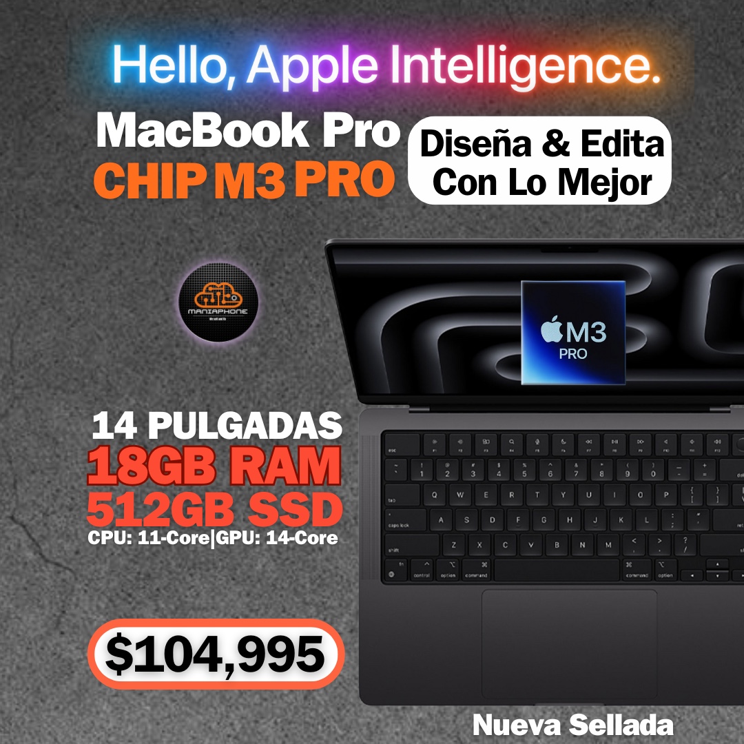 computadoras y laptops - MacBook Pro 14” Chip M3 Pro 18GB RAM 512GB SSD Sellada 0