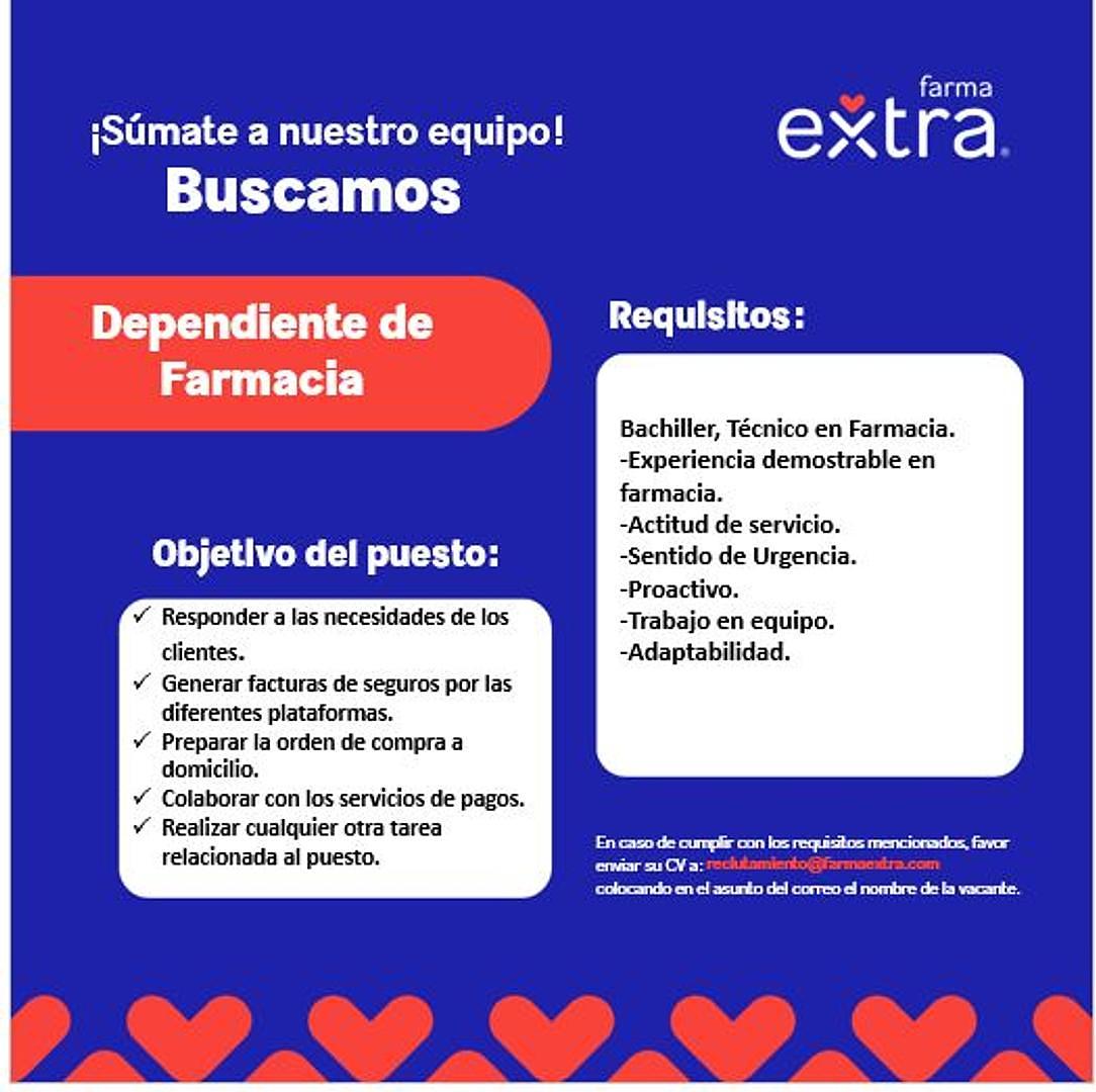 empleos disponibles - Dependiente de Farmacia