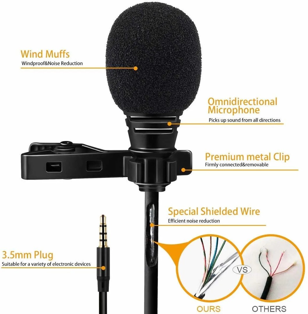 accesorios para electronica - Microfono Solapa Profesional 3.5 Mm Lavalier clip CELULAR KARAOKE 3