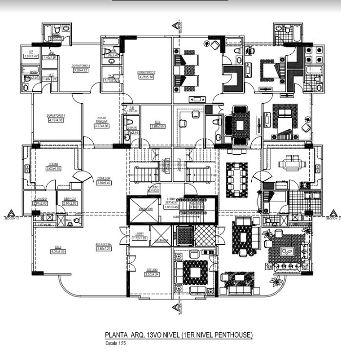 apartamentos - Penthouse en Bella Vista de 4 habitaciones y 4 pq 3