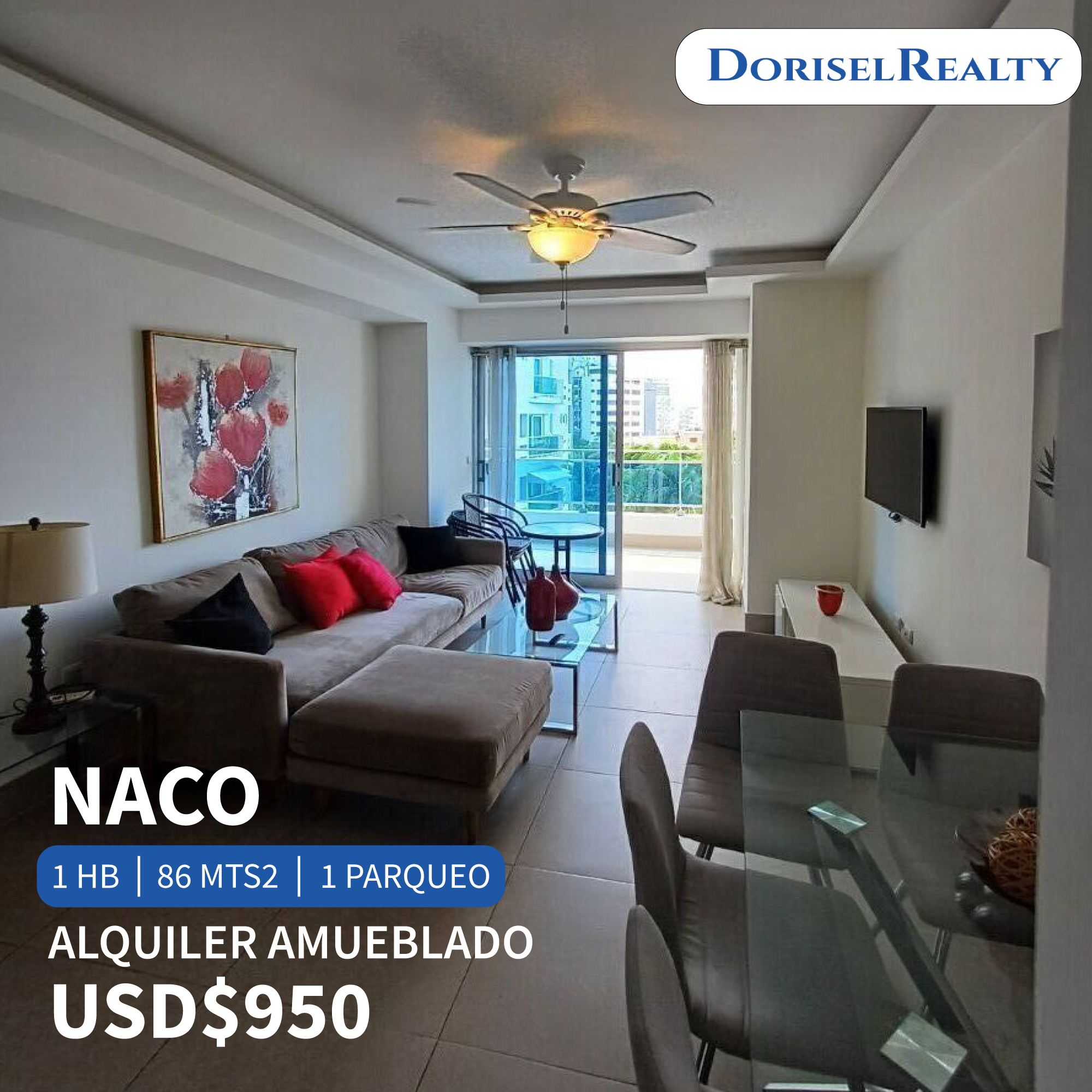 apartamentos - ALQUILER DE APARTAMENTO AMUEBLADO EN SECTOR NACO