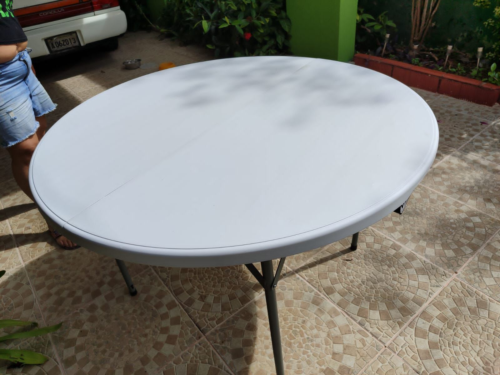 herramientas, jardines y exterior - Mesa plegable plástica redonda 120cm