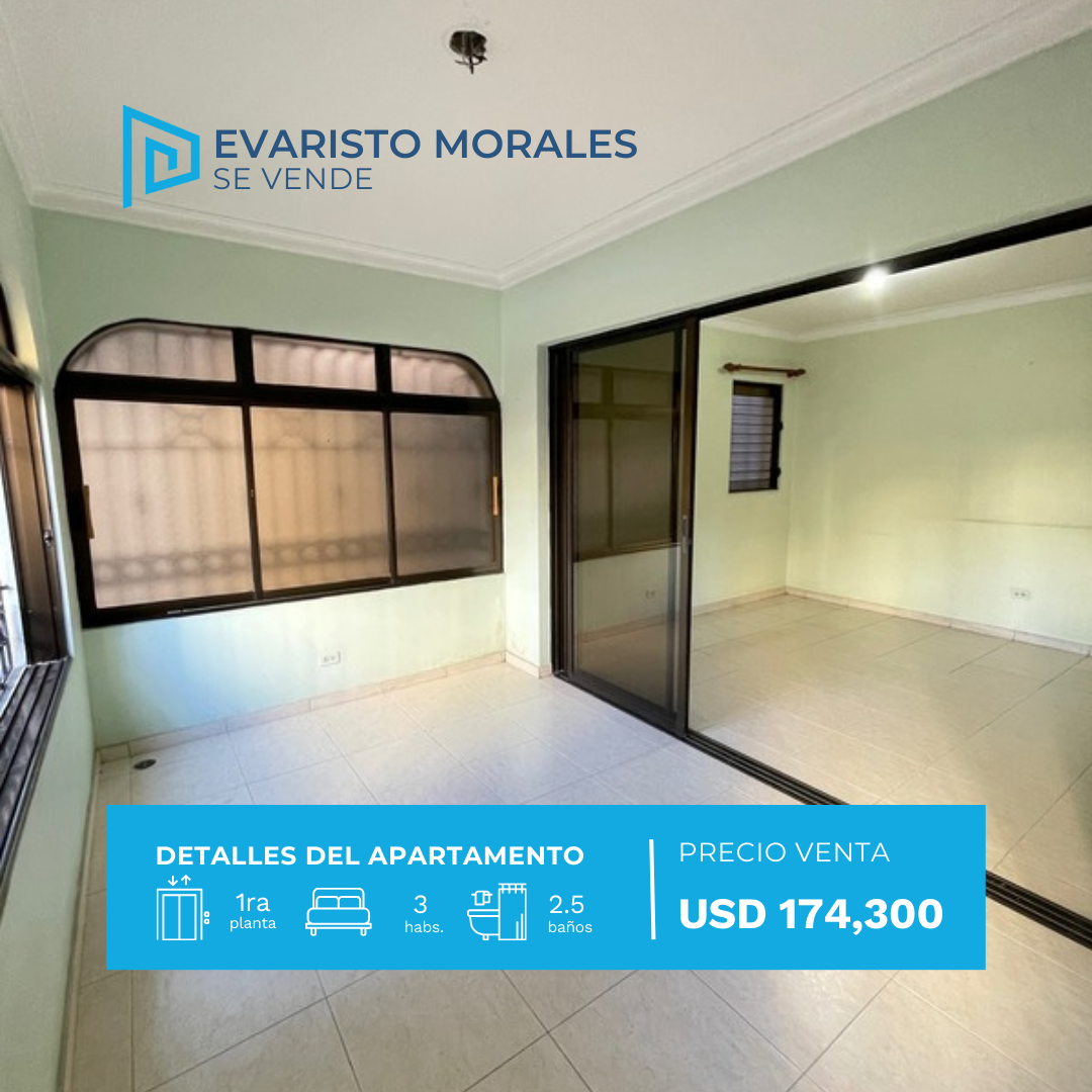 apartamentos - Venta Apartamento clásico de 3 habitaciones en Evaristo Morales.