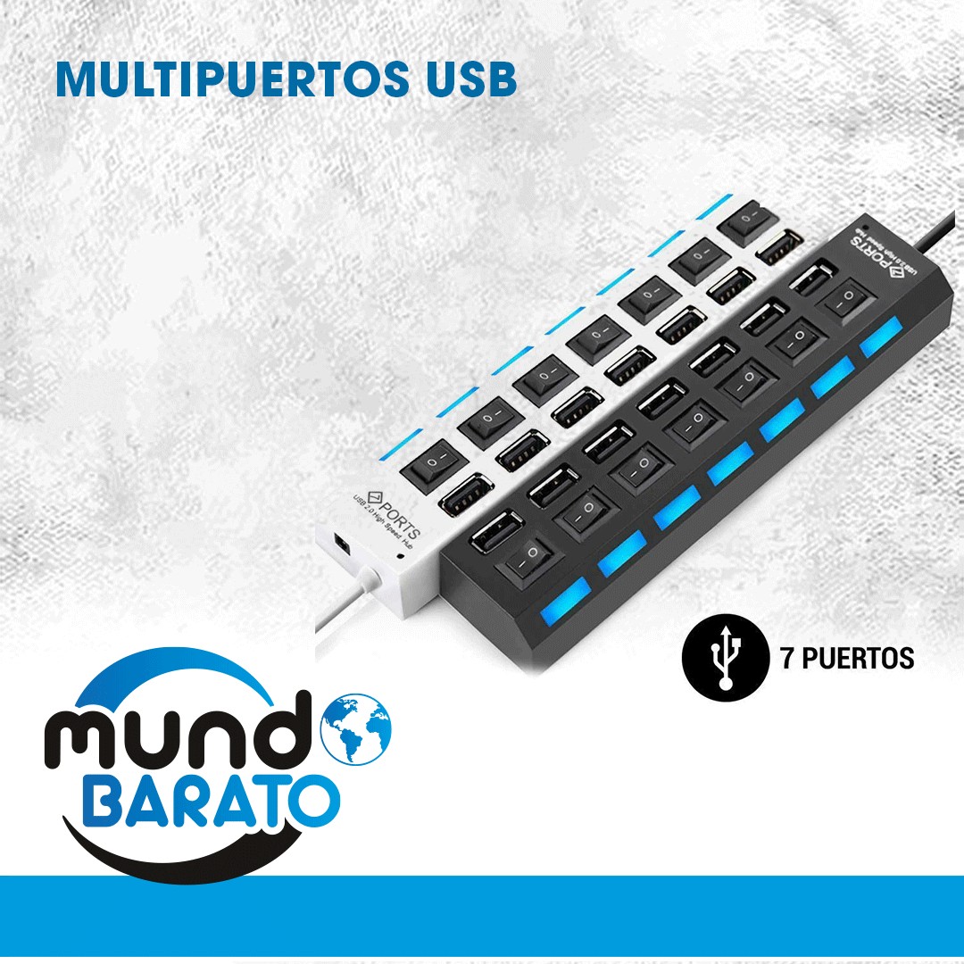 accesorios para electronica - Cargador regleta USB multipuerto con 7  salidas USB carga simultánea 2.0