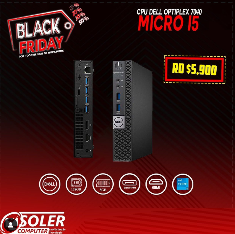 computadoras y laptops - Black Friday  Computadora CPU Dell Optiplex 7040