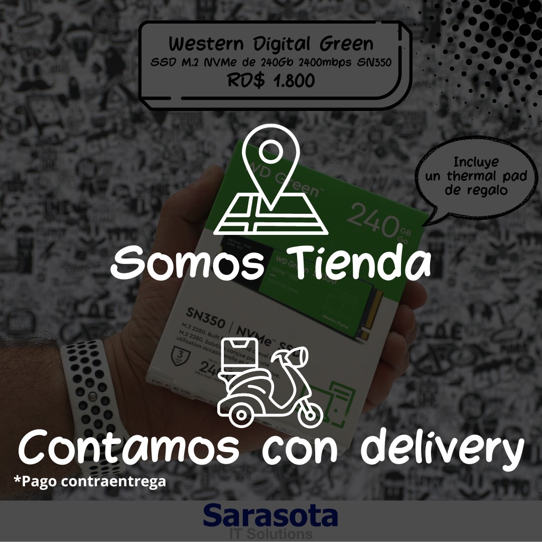 accesorios para electronica - SSD M.2 NVMe Western Digital Green de 240Gb mas Thermal Pad en 1800 2