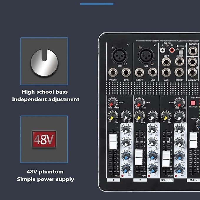 accesorios para electronica - Mezclador de audio de 4 canales T4-USB mixer amplificador para sonido de alta ca 1