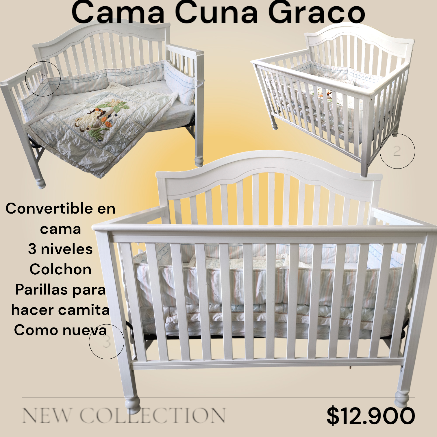 muebles - Cuna Cama Importada  3