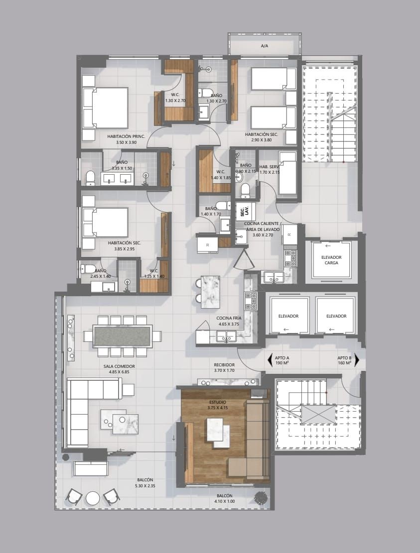 apartamentos - Apartamentos de venta en Piantini con 3 habs y excelente distribucion