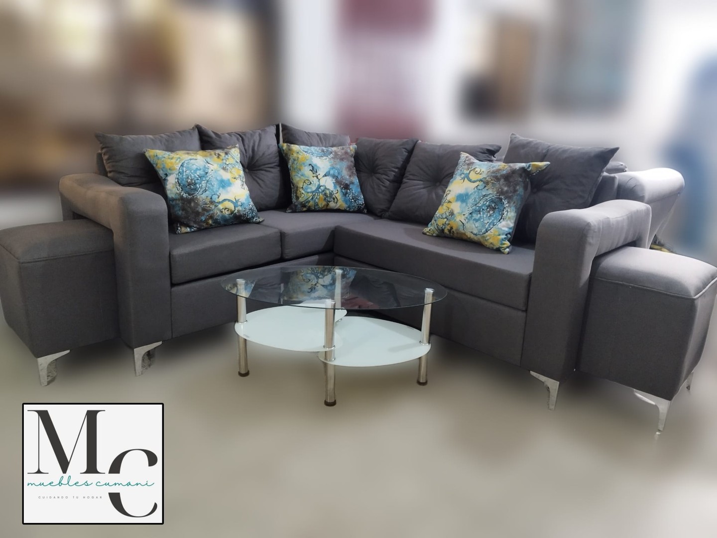 muebles y colchones - Mueble clase L color gris en tela de tendencia Canvas moderno
