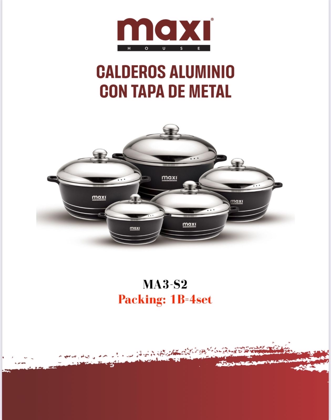 cocina - SET DE CALDEROS DE ALUMINIO CON TAPA EN METAL 10 PCS 1