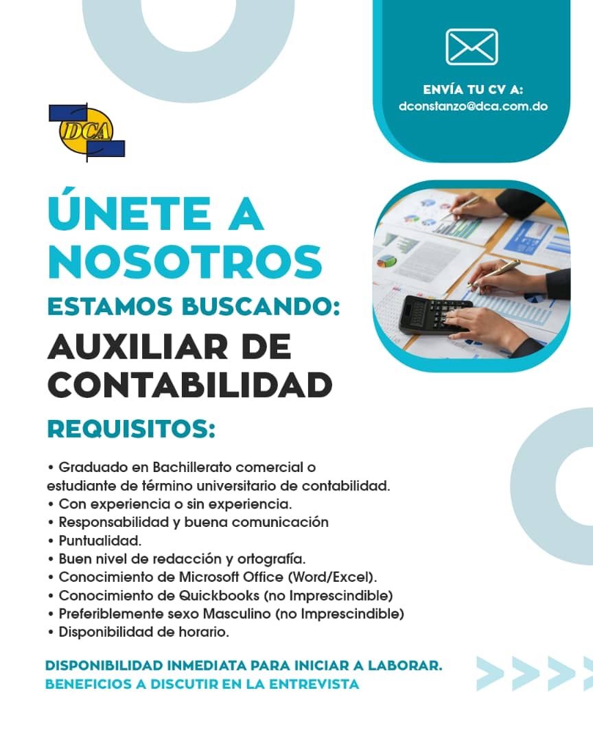 empleos disponibles - Se busca Auxiliar de Contabilidad