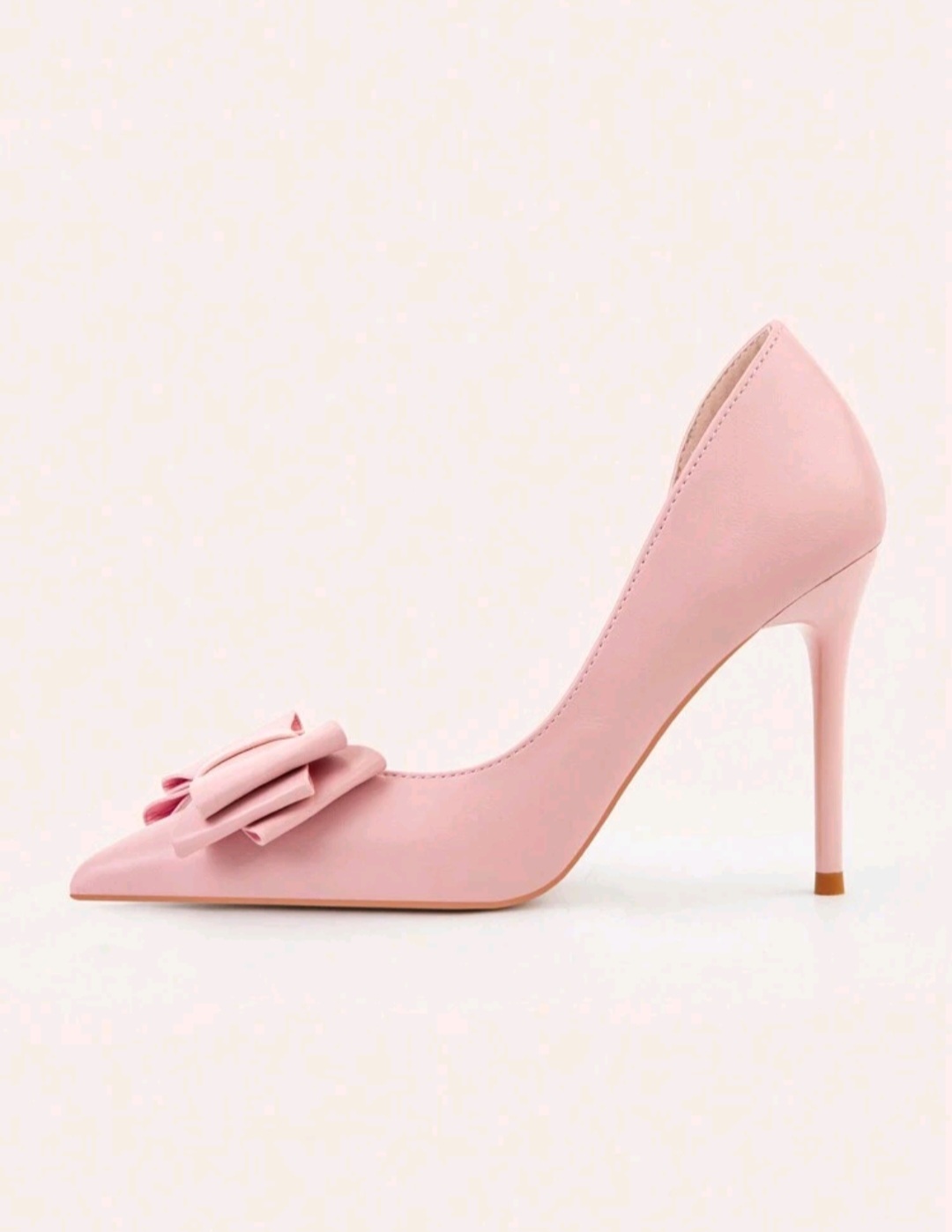 zapatos para mujer - Zapatos de tacón alto, color rosa pálido con lazo 4