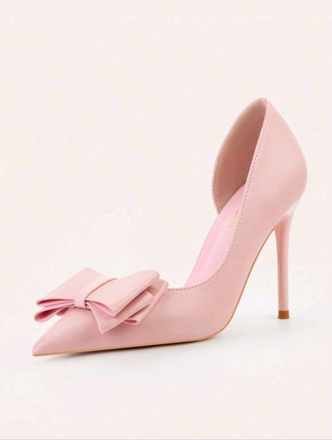 zapatos para mujer - Zapatos de tacón alto, color rosa pálido con lazo 2