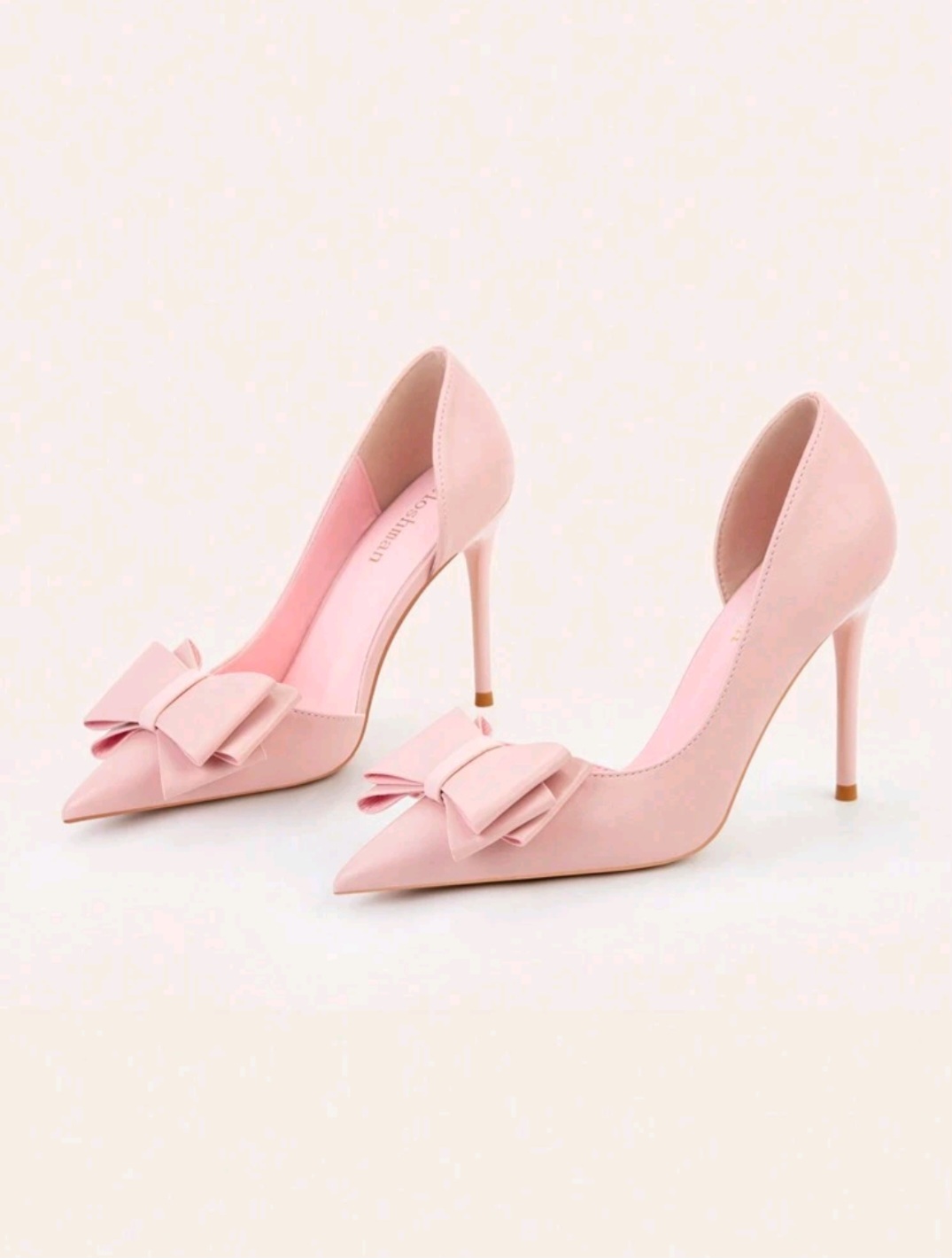 zapatos para mujer - Zapatos de tacón alto, color rosa pálido con lazo 3