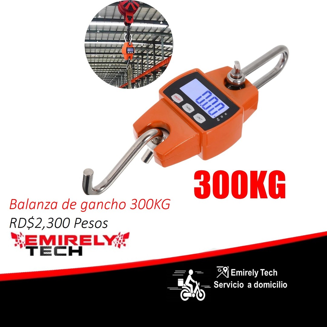 equipos profesionales - Balanza Digital Escala 300 Kg Peso gancho colgante Báscula Mini de grúa portatil