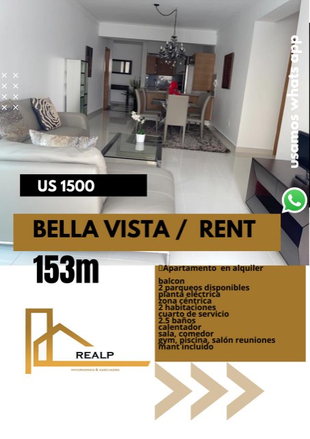 apartamentos - Apartamento amoblado bella vista 3hab 0