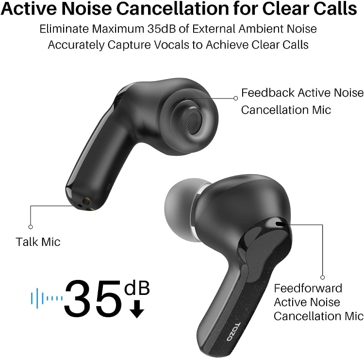 camaras y audio - Tozo NC2 Auriculares inalambricos hibridos con cancelacion de ruido, Auriculares 2