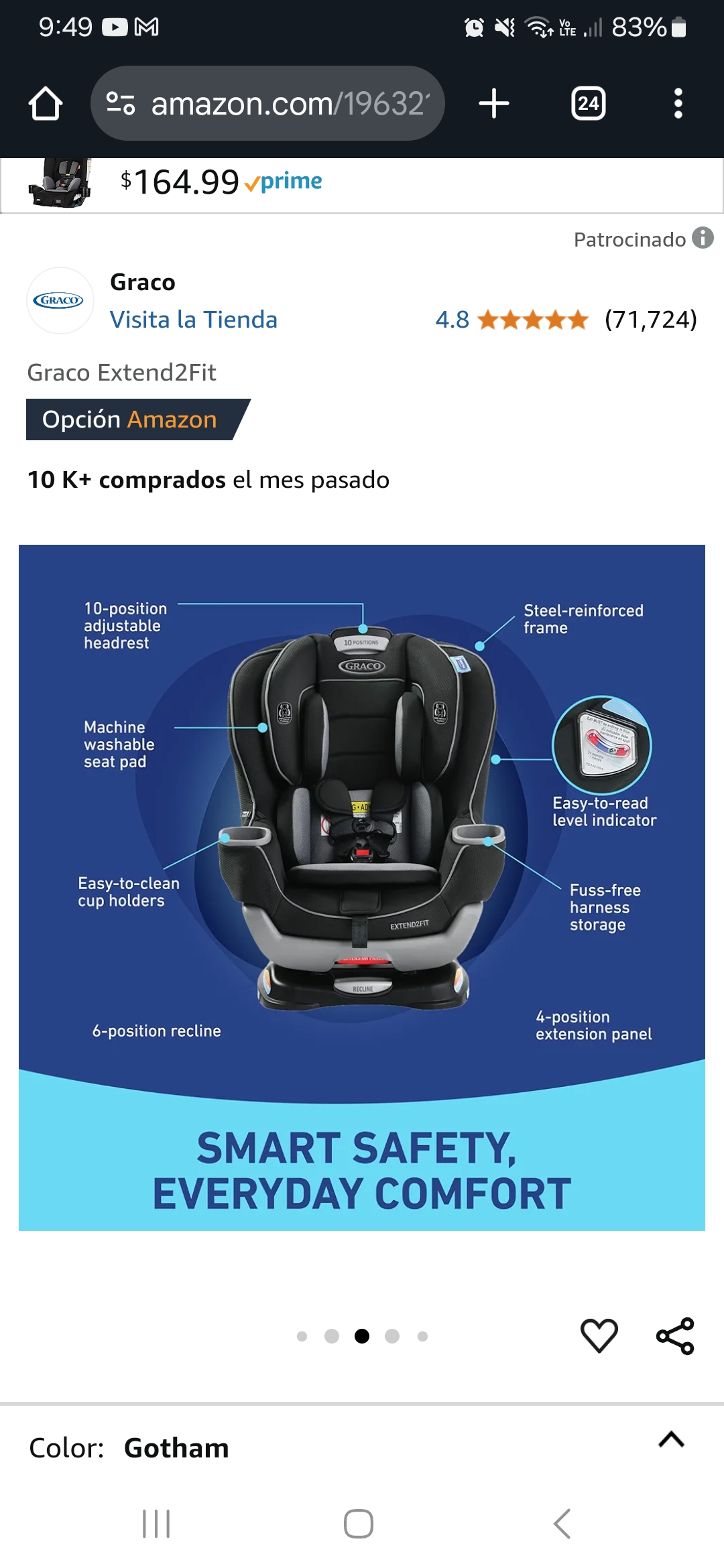 coches y sillas - Carseat/silla carro Graco 8