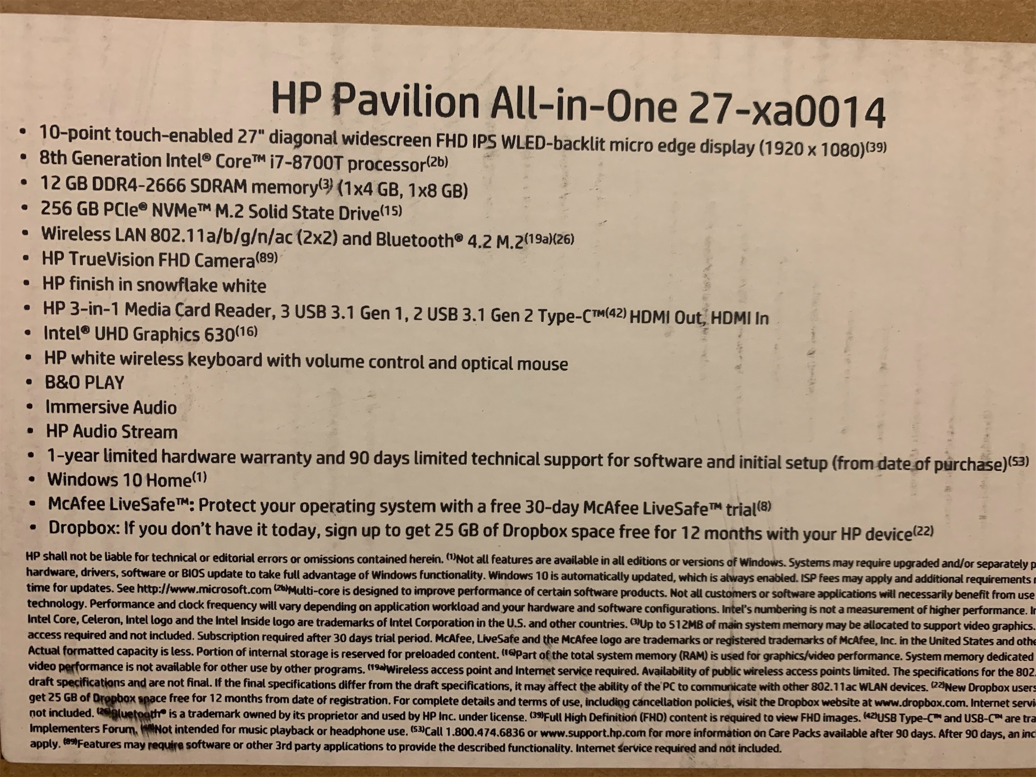 computadoras y laptops - Computadora HP Pavilion All in One PC - 27” Touch Smart (prácticamente nueva) 1