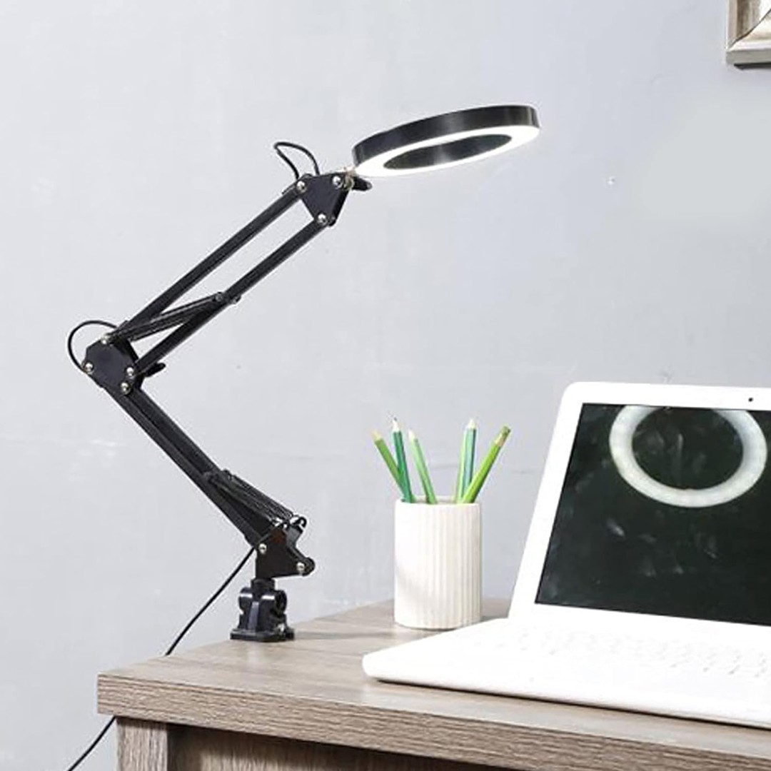 accesorios para electronica - Lámpara de escritorio con base y clip, regulable flexible de bajo consumo 2