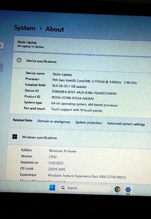 computadoras y laptops - Laptop HP i3 11va gen Touchscreen 16GBram 
 9