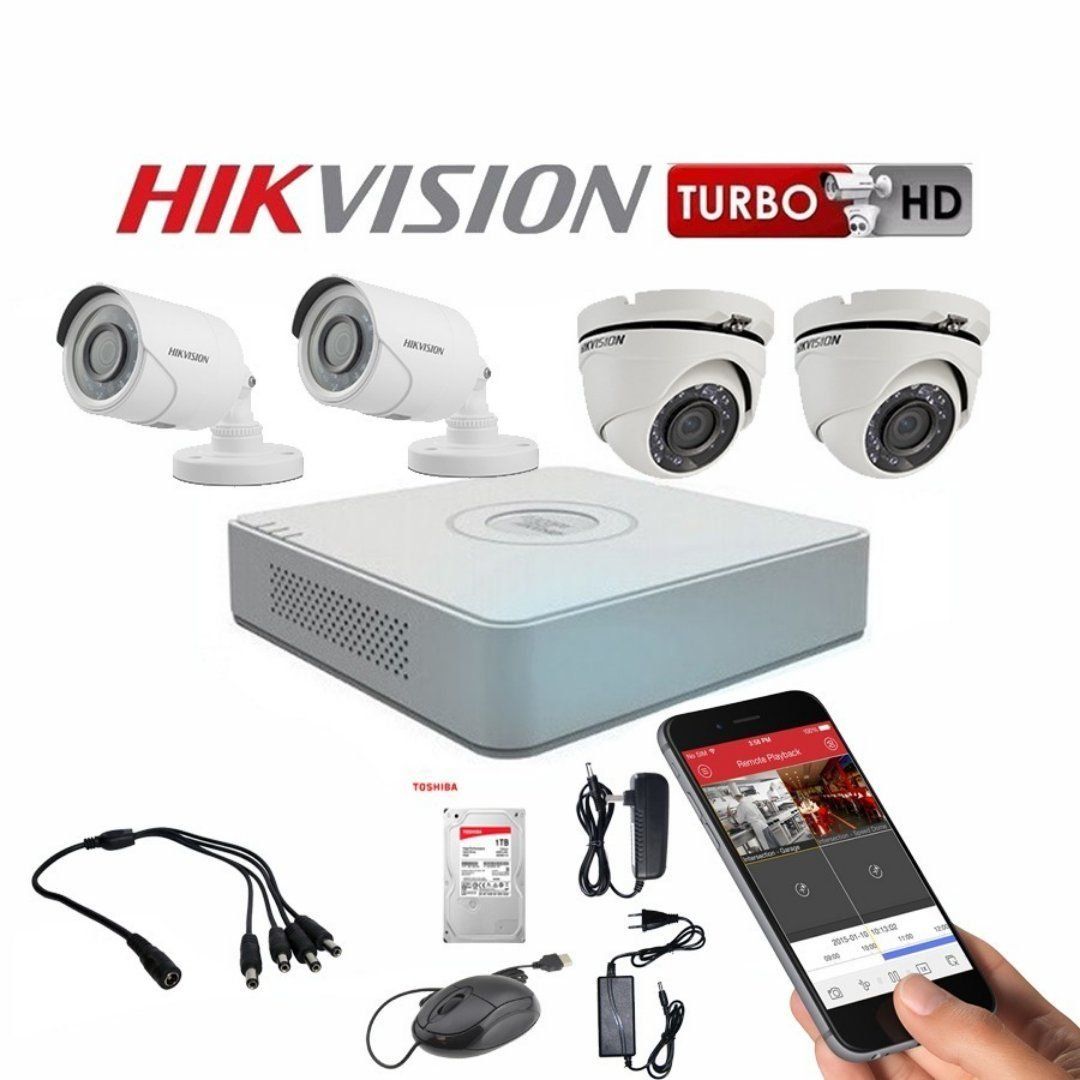 camaras y audio - 4 CAMARAS DE SEGURIDAD HIKVISION 1080p 0